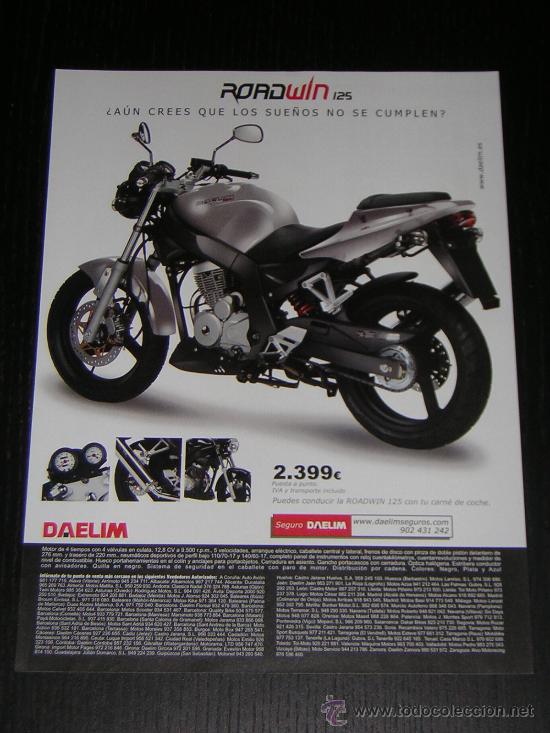 Automobili e Motociclette: DAELIM ROADWIN 125 - ANUNCIO PUBLICIDAD ORIGINAL DE REVISTA - HOJA EN ESPA&Ntilde;OL