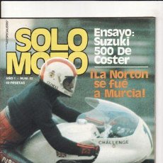 Coches y Motocicletas: REVISTA SOLO MOTO ACTUAL Nº 22 AÑO 1975. RACING: SUZUKI OFICIAL DE COSTER. POSTER: JORGE CAMPAPEY. Lote 24107889