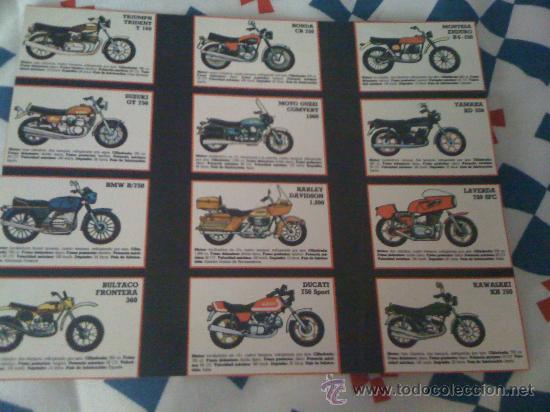 Automobili e Motociclette: Ficha de 12 motos a&ntilde;os 70. Tama&ntilde;o postal.