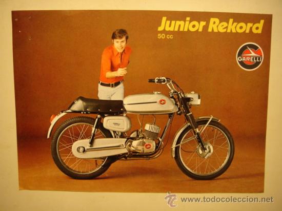 Automobili e Motociclette: FOLLETO (BROCHURE) PUBLICITARIO MOTO GARELLI JUNIOR REKORD , A&Ntilde;O 1971. ORIGINAL