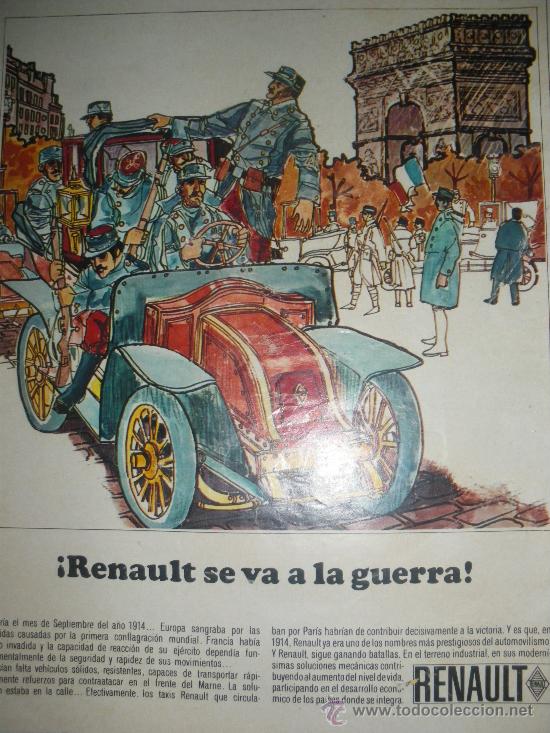 Cars and Motorcycles: RENAULT EN ESPA&Ntilde;A Y RENAULT SE VA A LA GUERRA. 2 ANUNCIOS 36X28.
