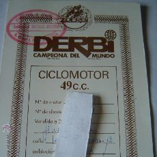 Coches y Motocicletas: GARANTIA CICLOMOTOR DERBI ORIGINAL CON SELLO , AÑO 1976. Lote 24061922