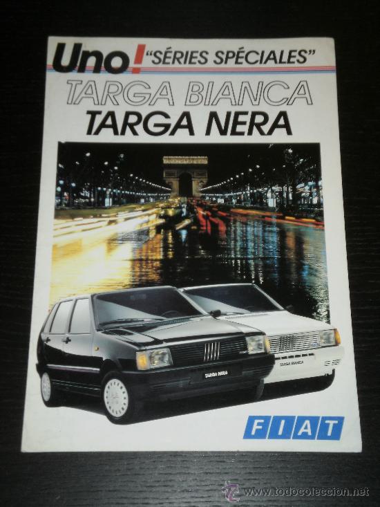 Automobili e Motociclette: FIAT UNO TARGA BIANCA NERA - CATALOGO PUBLICIDAD ORIGINAL - 1986 - FRANCES