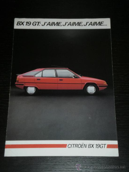 Automobili e Motociclette: CITROEN BX 19 GT - CATALOGO PUBLICIDAD ORIGINAL - 1985 - FRANCES