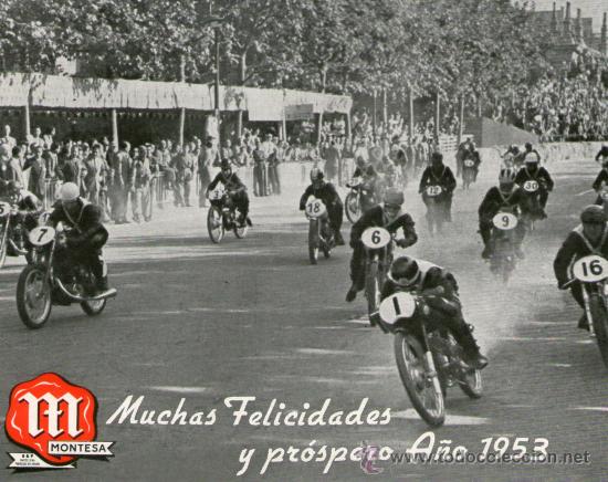 Coches y Motocicletas: Felicitacion navide&ntilde;a de Montesa, 1952