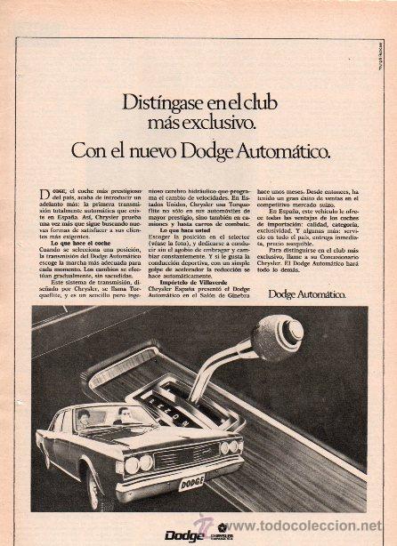Automobili e Motociclette: PUBLICIDAD ANTIGUA. COCHES. DODGE AUTOM&Aacute;TICO. 1973.