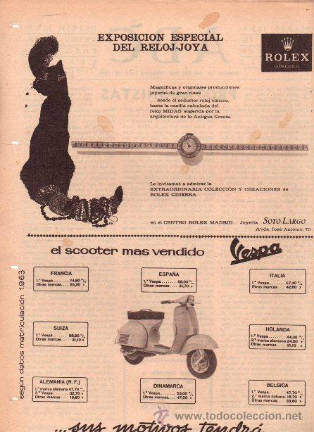 Coches y Motocicletas: PUBLICIDAD ANTIGUA. MOTOS. VESPA. 1964.