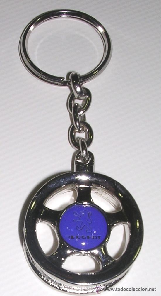 Coches y Motocicletas: PEUGEOT - LLAVERO CON MINIATURA DE LLANTA - TERMINACI&Oacute;N CROMADA - ESTRENAR