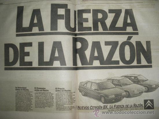 Coches y Motocicletas: PUBLICIDAD DE CITROEN BX, LA FUERZA DE LA RAZON.