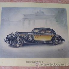 Coches y Motocicletas: LAMINA DE AUTOMOVIL HORCH 1937,MEDIDAS 37,5 CMS ANCHO X 30 CMS ALTO,IDEAL PARA ENMARCAR