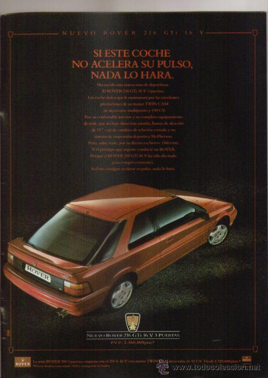 Coches y motocicletas: ROVER 216 GTI 16V 130cv: anuncio publicitario de 1991