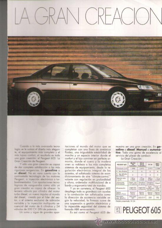 Coches y Motocicletas: PEUGEOT 605: anuncio publicitario de 1991