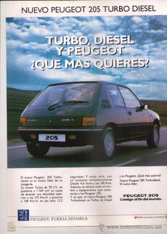 Coches y Motocicletas: PEUGEOT 205 TD 78cv: anuncio publicitario de 1991