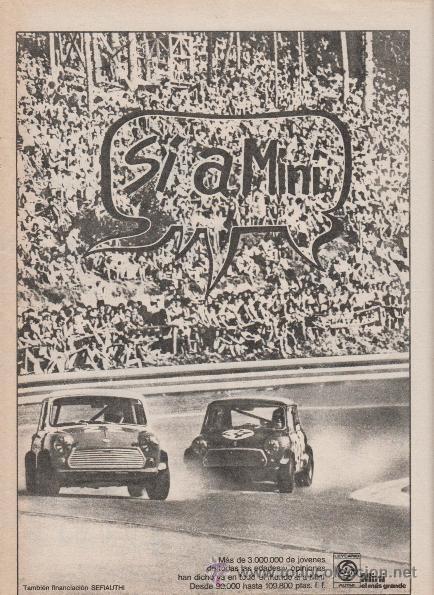 Carros e motociclos: PUBLICIDAD ANTIGUA. COCHES. MINI. S&Iacute; A MINI. 1973.
