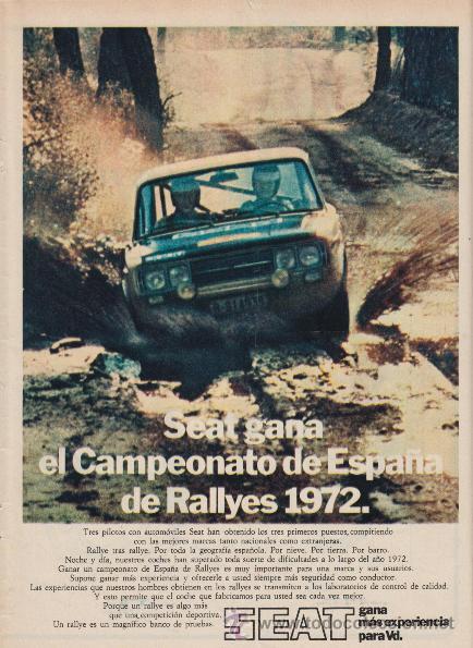 Autos und Motorr&auml;der: PUBLICIDAD ANTIGUA. COCHES. SEAT. CAMPEONATO DE ESPA&Ntilde;A DE RALLYES 1972. 1973.