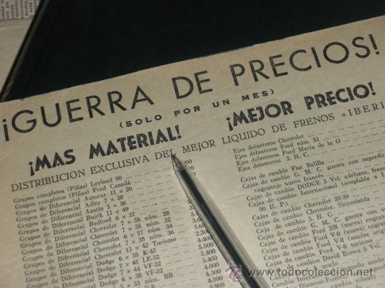 Carros e motociclos: AUTO RECAMBIOS JOVAL, LISTA DE PRECIOS 1961. GUERRA DE PRECIOS, IBERIA.