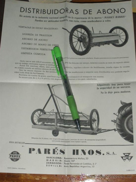 Cars and Motorcycles: DISTRIBUIDORAS DE ABONO MASSEY HARRIS. PARES HERMANOS, BARCELONA.