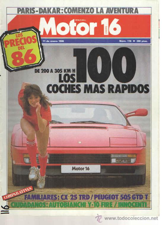 Coches y Motocicletas: MOTOR16 1986: CITROEN CX FAMILIAR; PEUGEOT 505; INNOCENTI MINITRE; AUTOBIANCHI Y10; ETC...
