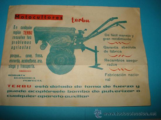 Coches y Motocicletas: Antiguo Catalogo de Motocultores TERBU  de Talleres ANGEL RUBERT de Villarreal a&ntilde;o 1960s