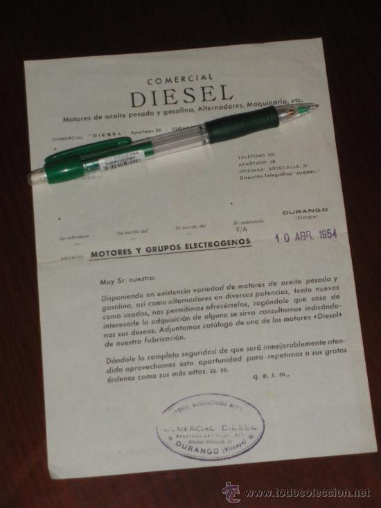 Coches y Motocicletas: COMERCIAL DIESEL, DURANGO VIZCAYA 1954. MOTORES.