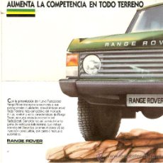 Coches y Motocicletas: FOLLETO PUBLICITARIO ESPAÑOL RANGE ROVER CLASICO . Lote 37603084