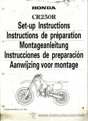 Coches y motocicletas: INSTRUCCIONES DE PREPARACI&Oacute;N HONDA CR 250 R A&Ntilde;O 1995 (ORIGINAL) VARIOS IDIOMAS 23 PAGINAS.