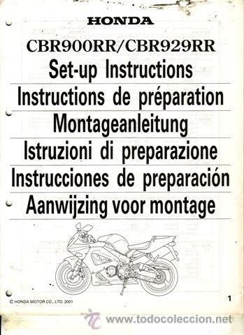 Coches y motocicletas: INSTRUCCIONES DE PREPARACI&Oacute;N HONDA CBR 900 RR/ CBR 929 RR A&Ntilde;O 2001(ORIGINAL) VARIOS IDIOMAS 36 P&Aacute;GIN