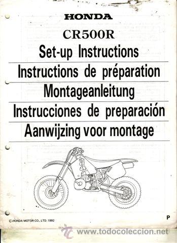 Coches y motocicletas: INSTRUCCIONES DE PREPARACI&Oacute;N HONDA CR 500 R A&Ntilde;O 1992 (ORIGINAL) VARIOS IDIOMAS 20 P&Aacute;GINAS.