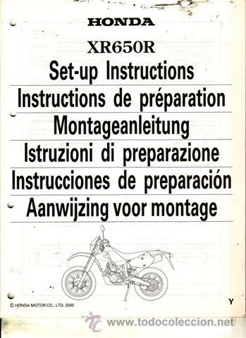 Coches y motocicletas: INSTRUCCIONES DE PREPARACI&Oacute;N HONDA XR 650 R A&Ntilde;O 2000 (ORIGINAL) VARIOS IDIOMAS 47 P&Aacute;GINAS.