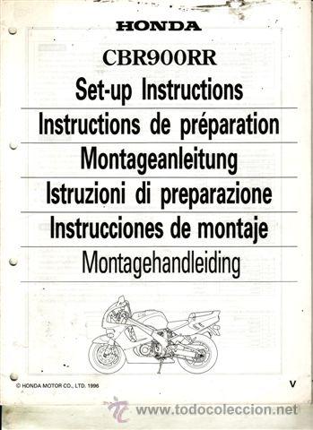 Coches y motocicletas: INSTRUCCIONES DE PREPARACI&Oacute;N HONDA CBR 900 RR (ORIGINAL) VARIOS IDIOMAS 31 P&Aacute;GINAS.