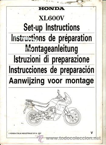 Coches y motocicletas: INSTRUCCIONES DE PREPARACI&Oacute;N HONDA XL 600 V A&Ntilde;O 1997 (ORIGINAL) VARIOS IDIOMAS 21 P&Aacute;GINAS.