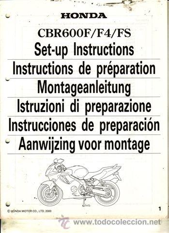 Coches y motocicletas: INSTRUCCIONES DE PREPARACI&Oacute;N HONDA CBR 600 F/F4/FS (ORIGINAL) VARIOS IDIOMAS 40 P&Aacute;GINAS.
