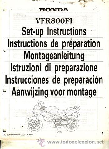 Coches y motocicletas: INSTRUCCIONES DE PREPARACI&Oacute;N HONDA VFR 800 FI A&Ntilde;O 2000 (ORIGINAL) VARIOS IDIOMAS 36 P&Aacute;GINAS.