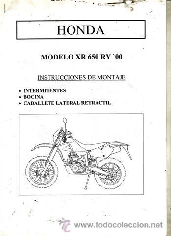 Coches y motocicletas: INSTRUCCIONES DE MONTAJE MODELO HONDA XR RY (00) (ORIGINAL) 8 PAGINAS.
