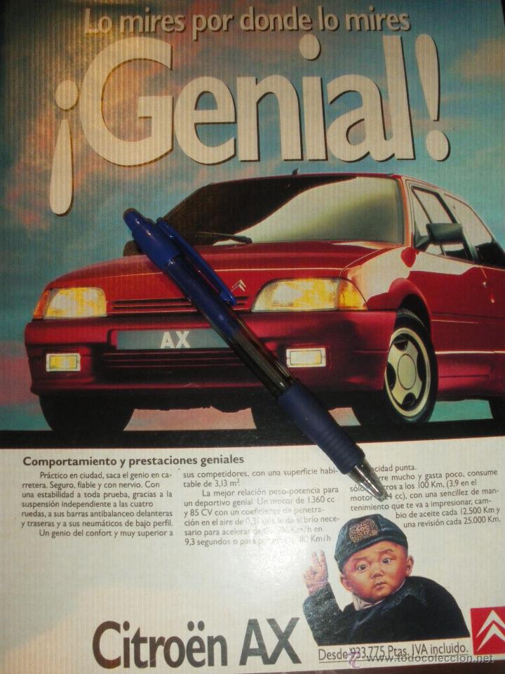 Coches y Motocicletas: PUBLICIDAD DE CITROEN AX, GENIAL.