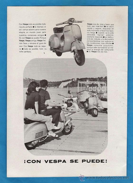 Coches y Motocicletas: hoja suelta - &iexcl; con vespa se puede ! - anuncio publicitario - sin mas datos - a&ntilde;os 50 / 60 -