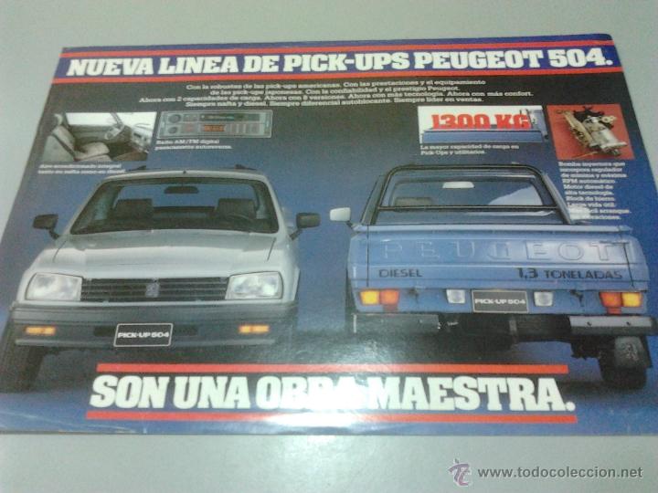 Coches y Motocicletas: ANTIGUO FOLLETO ORIGINAL DE PEUGEOT 504 PICK UP, (DE ARGENTINA) CIRCA 1992/93