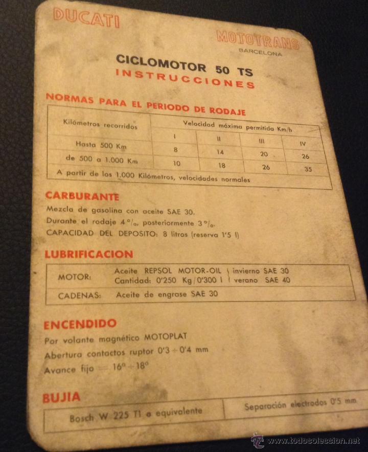 Coches y motocicletas: tarjeta instrucciones ducati ciclomotor 50 ts