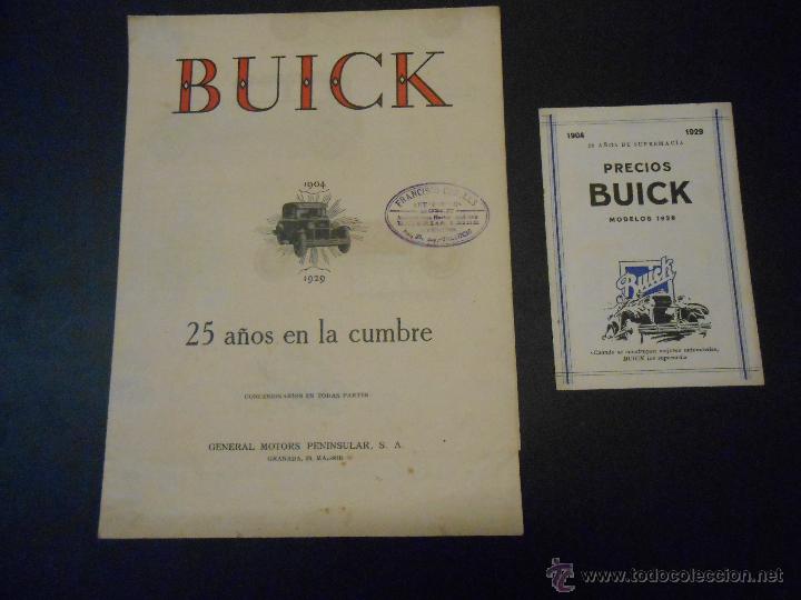 Cars and Motorcycles: DESPLEGABLE COCHE BUICK - 1929 - 25 ANIVERSARIO - INCLUYE DIPTICO CON PRECIOS DE LA EPOCA
