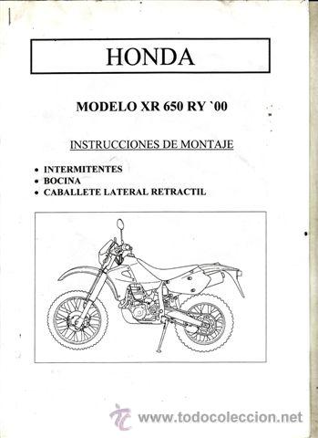 Coches y motocicletas: INSTRUCCIONES DE MONTAJE HONDA XR 650 (2000) 8 PAGINAS.