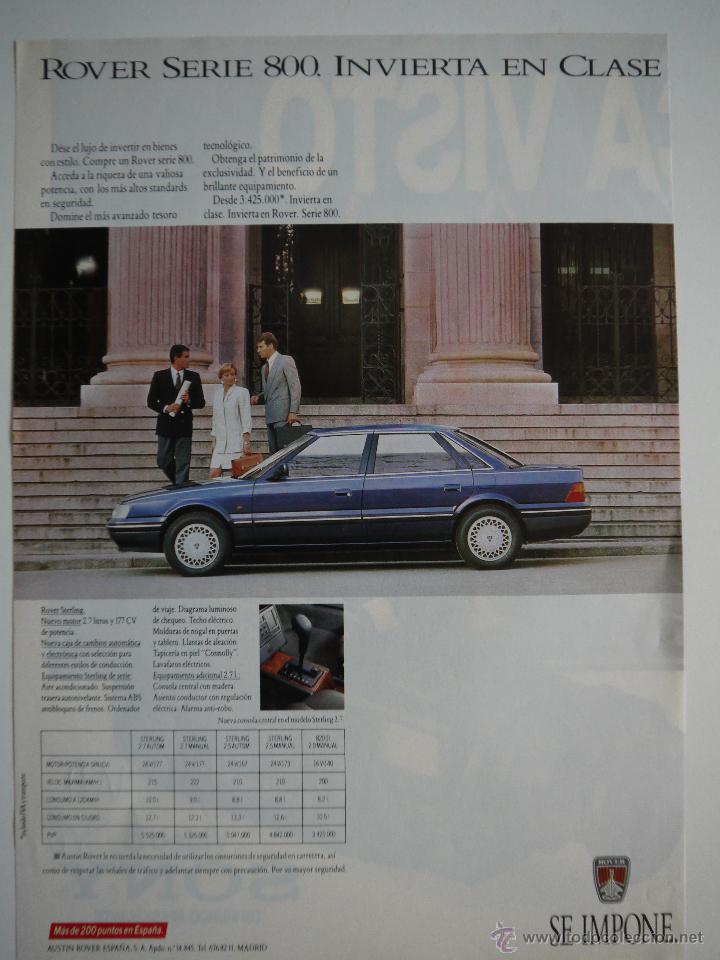 Coches y motocicletas: ANUNCIO PUBLICITARIO ROVER 800 1988
