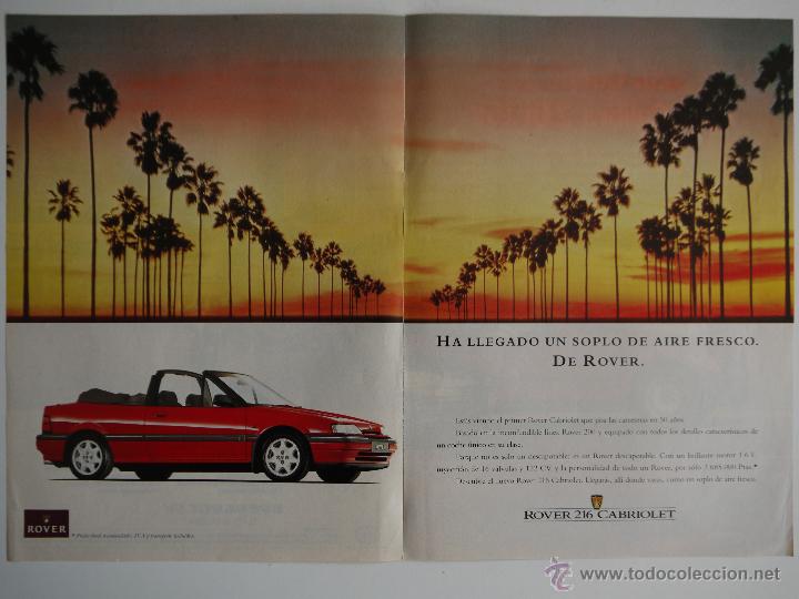 Coches y motocicletas: ANUNCIO PUBLICITARIO ROVER 216 CABRIOLET ESPA&Ntilde;A 1992