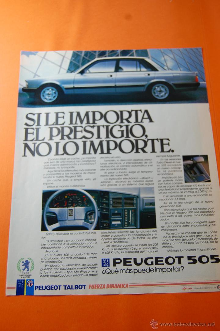 Coches y Motocicletas: PUBLICIDAD 1986 - COLECCION COCHES - PEUGEOT 505