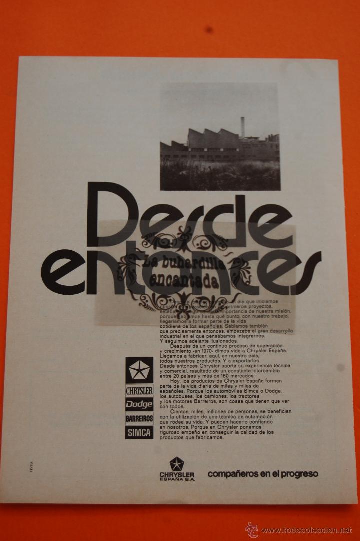 Coches y Motocicletas: PUBLICIDAD 1974 - COLECCION COCHES - CHRYSLER ESPA&Ntilde;A - CHRYSLER  DODGE SIMCA FACTORIA
