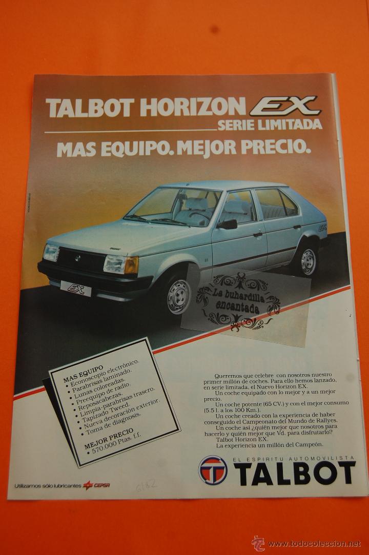 Coches y motocicletas: PUBLICIDAD 1982 - COLECCION COCHES - TALBOT - HORIZON EX SERIE LIMITADA