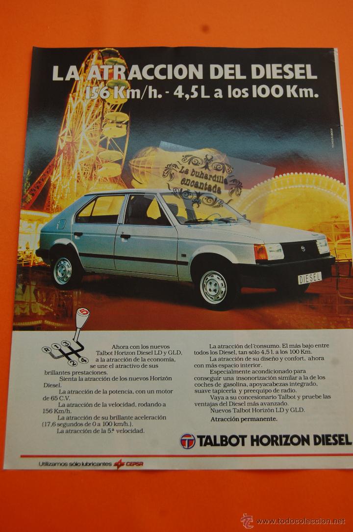 Coches y motocicletas: PUBLICIDAD 1982 - COLECCION COCHES - TALBOT - HORIZON DIESEL