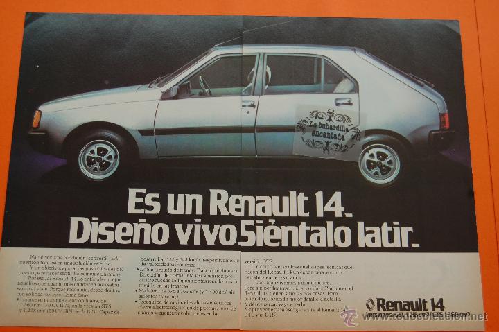 Coches y motocicletas: PUBLICIDAD 1980 - COLECCION COCHES - RENAULT - 14 GTL GTS DOBLE PAGINA