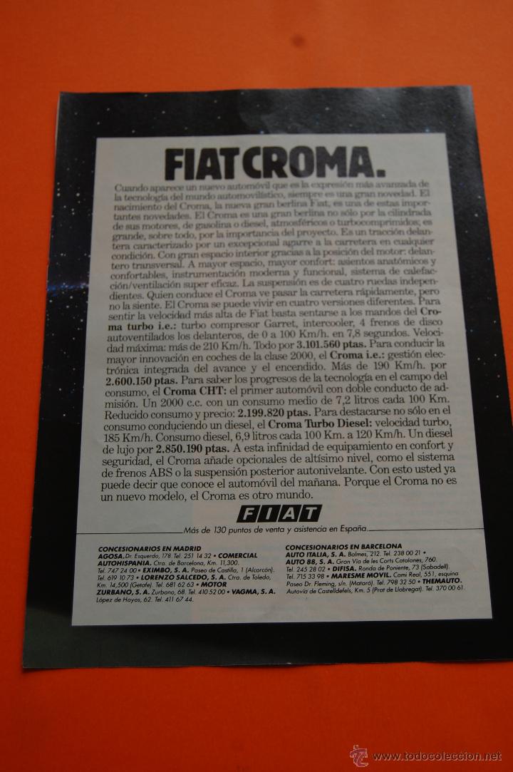 Coches y Motocicletas: PUBLICIDAD 1986 - COLECCION COCHES - FIAT - CROMA