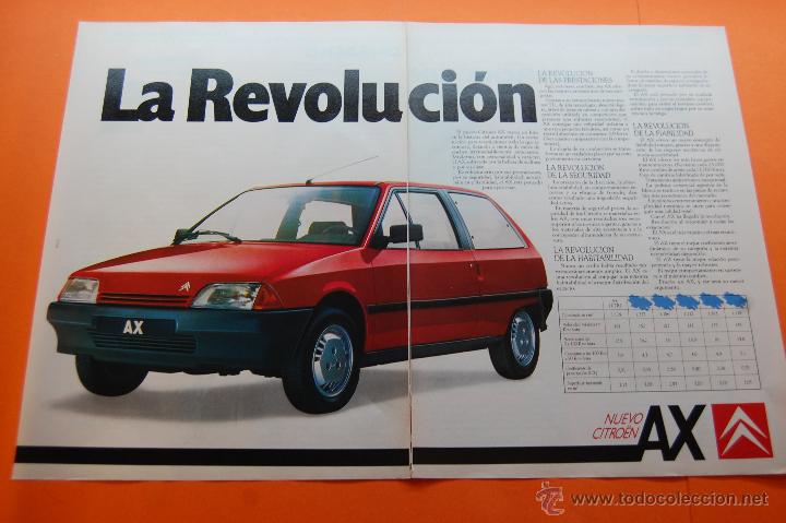 Coches y Motocicletas: PUBLICIDAD 1987 - COLECCION COCHES - CITROEN - NUEVO AX DOBLE PAGINA