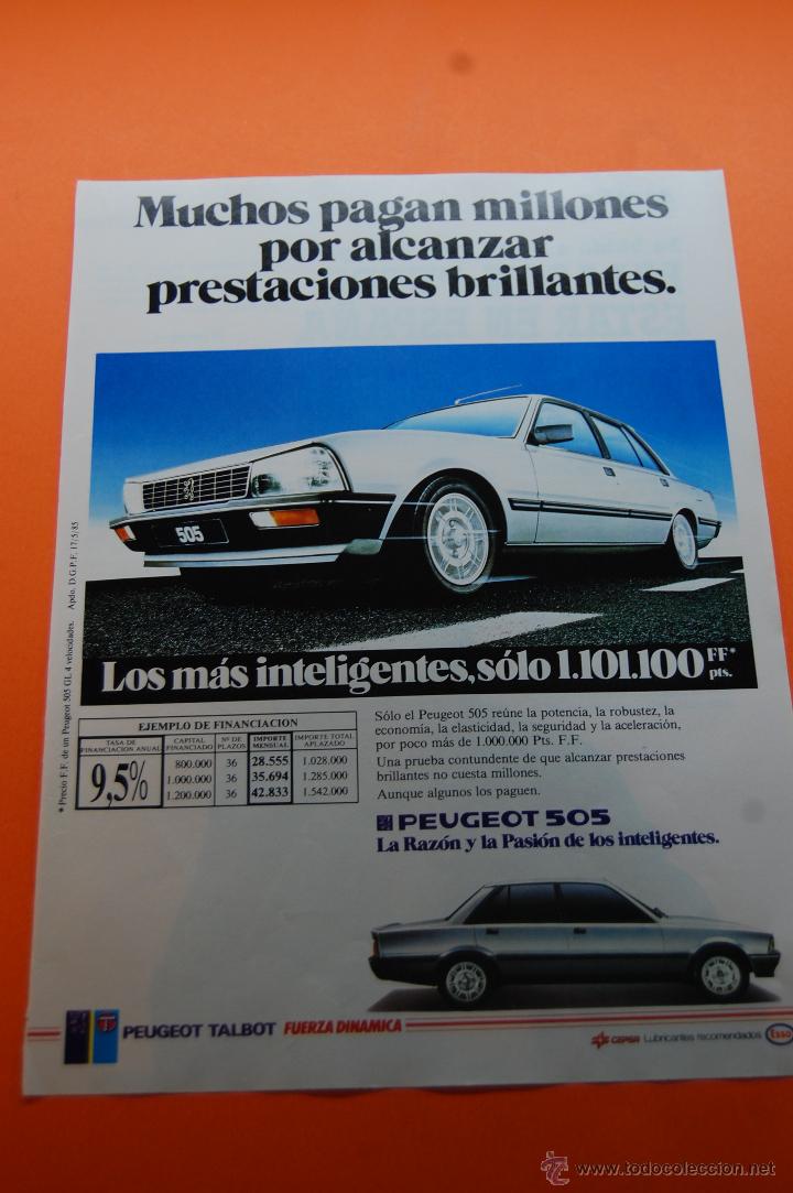 Coches y Motocicletas: PUBLICIDAD 1985 - COLECCION COCHES - PEUGEOT TALBOT - 505